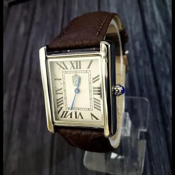 Swiss Design Pierre Lucerne Tank Mens Watch Brown‎ Band